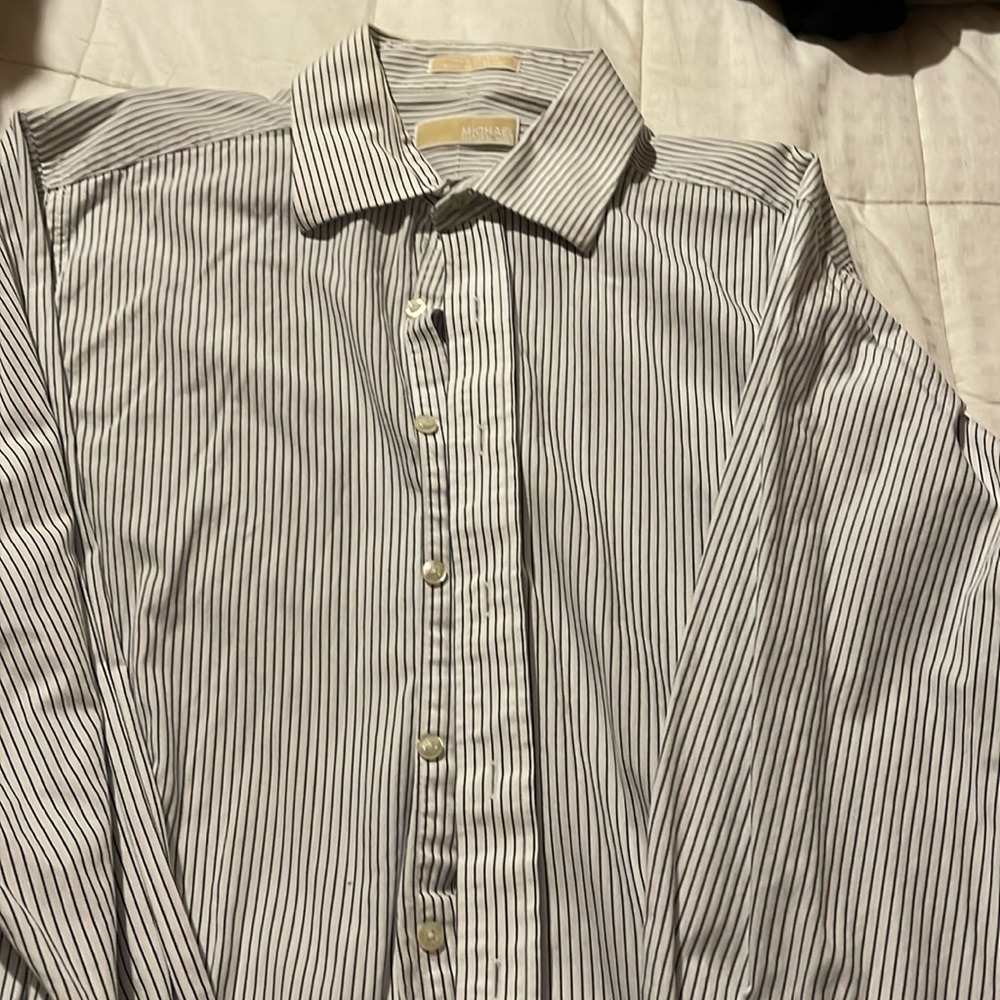 Michael Kors long sleeve men’s dress shirt 17 34/35 blue and white